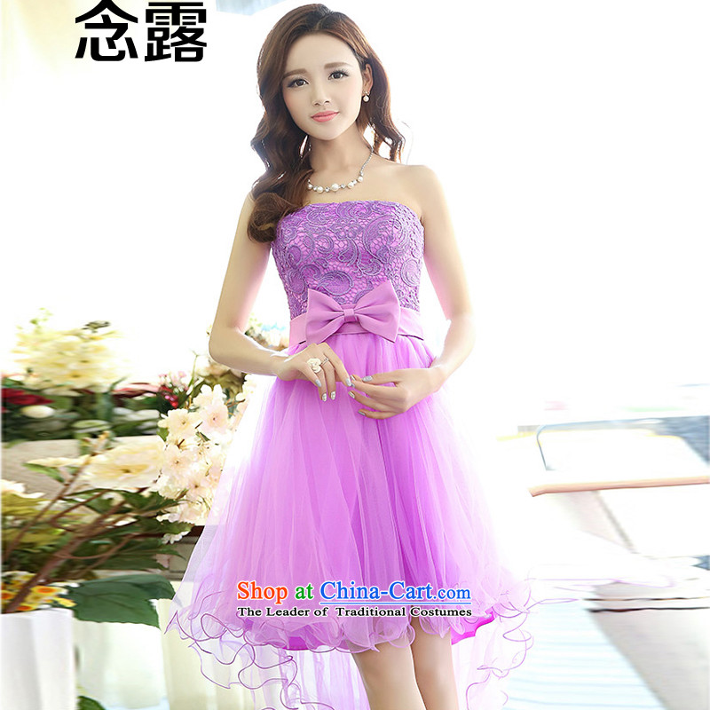 Mindful that the spring 2015 new terrace female Korean anointed chest-tail Princess Bride skirt bridesmaid lace wedding dress small spring and summer Sau San dovetail suits skirt with Blu L, the concept of red terrace shopping on the Internet has been pre
