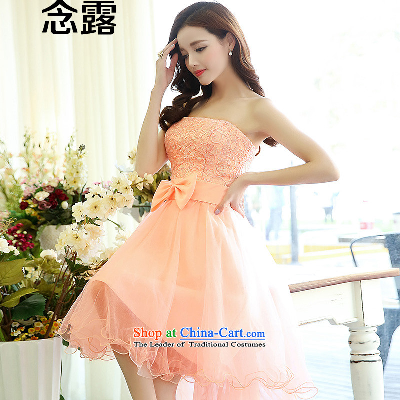Mindful that the spring 2015 new terrace female Korean anointed chest-tail Princess Bride skirt bridesmaid lace wedding dress small spring and summer Sau San dovetail suits skirt with Blu L, the concept of red terrace shopping on the Internet has been pre