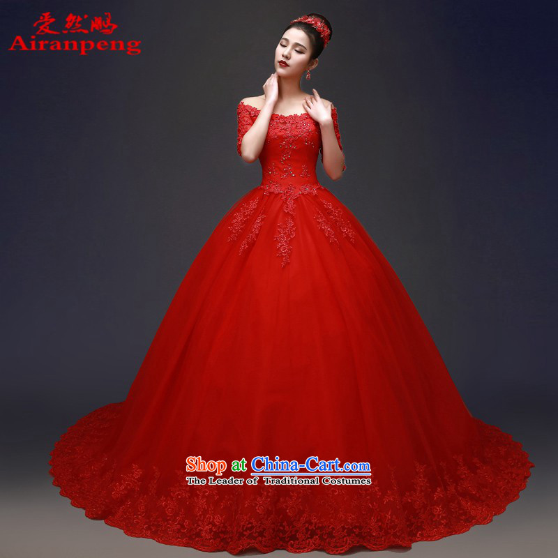 In the first field of the cuff to align the shoulder red wedding dresses new spring 2015 marriages Sau San tail female hunsha lace tail