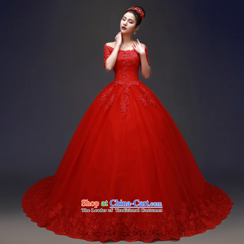 In the first field of the cuff to align the shoulder red wedding dresses new spring 2015 marriages Sau San tail female hunsha lace tail, love so Peng (AIRANPENG) , , , shopping on the Internet