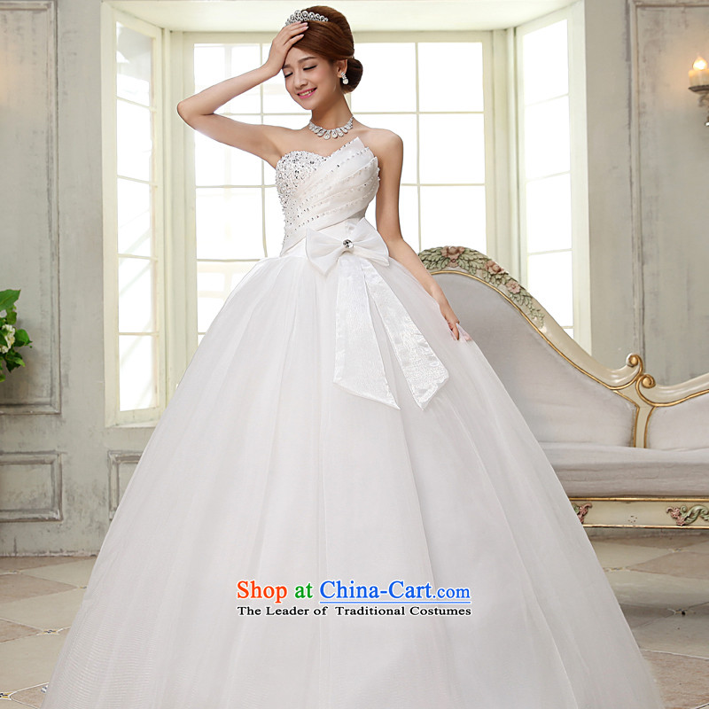 The privilege of serving-leung 2015 new bride heart-shaped wipe off water stylish chest drill chip to align the marriage wedding dress White M