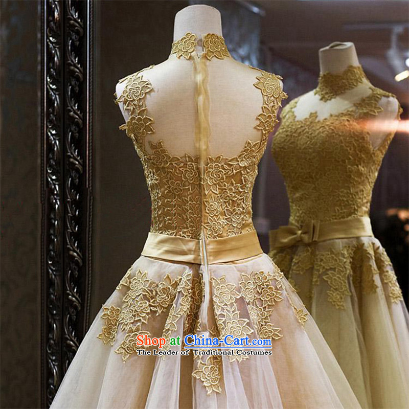 Time the word Syrian brides stylish shoulder gold lace short dinners banquet annual meeting of persons chairing the wedding night wear small dress new 2015 XL, Syria has been pressed hour Golden Shopping on the Internet