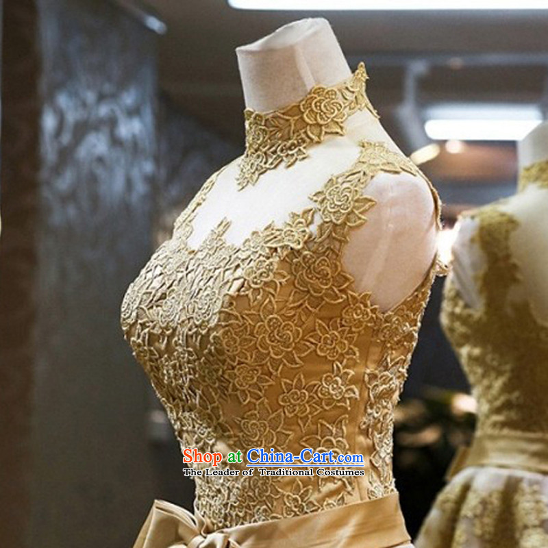 Time the word Syrian brides stylish shoulder gold lace short dinners banquet annual meeting of persons chairing the wedding night wear small dress new 2015 XL, Syria has been pressed hour Golden Shopping on the Internet