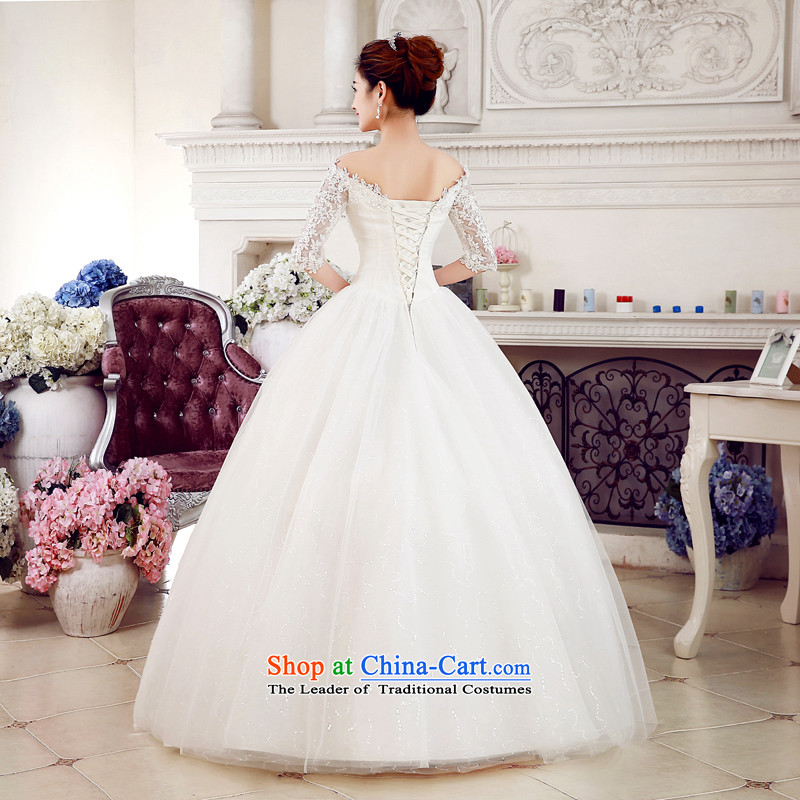Time Syrian brides wedding dresses new 2015 autumn and winter align to bind with V-neck in a field shoulder cuff lace Korea Wedding White M Time Syrian shopping on the Internet has been pressed.