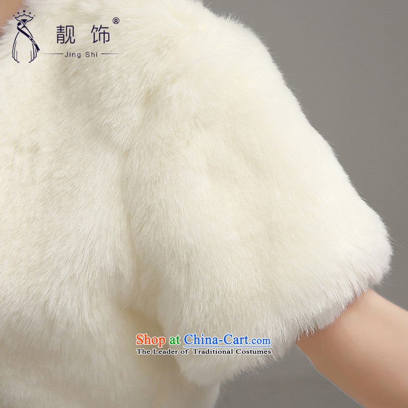 The talks with wedding shawl 2015 new long-sleeved thick large shawl winter wedding long white cape 14028, white trim (JINGSHI talks) , , , shopping on the Internet