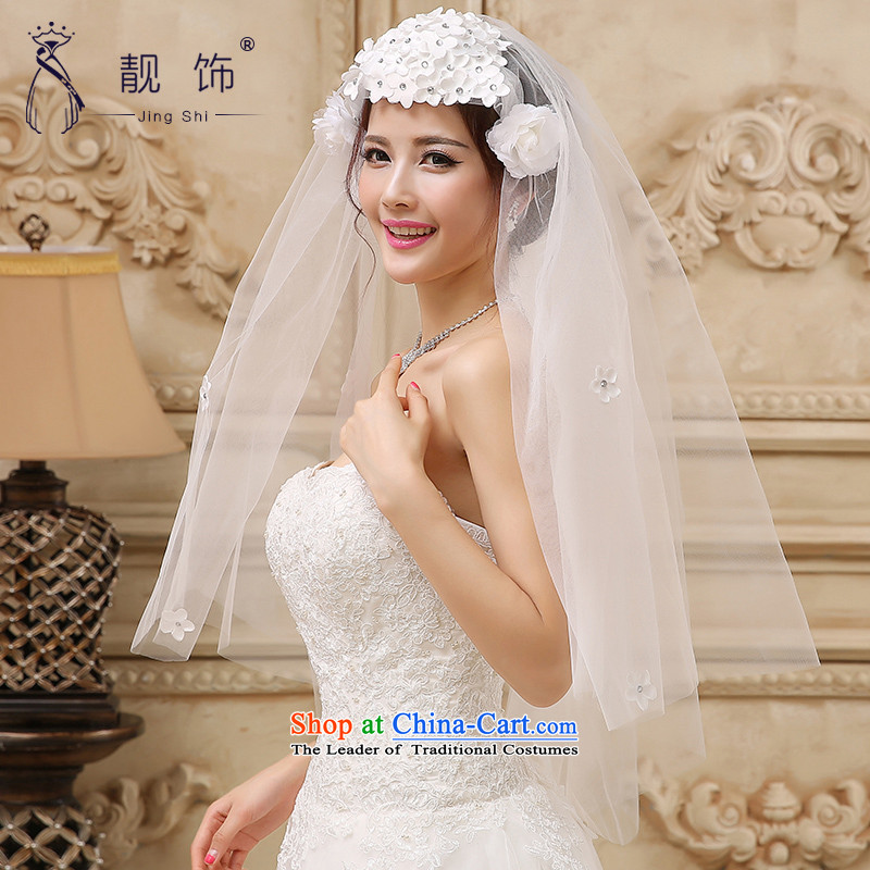 The new 2015 International Friendship hat flowers double hairpiece yarn marriage wedding accessories accessories 030, white trim (JINGSHI talks) , , , shopping on the Internet