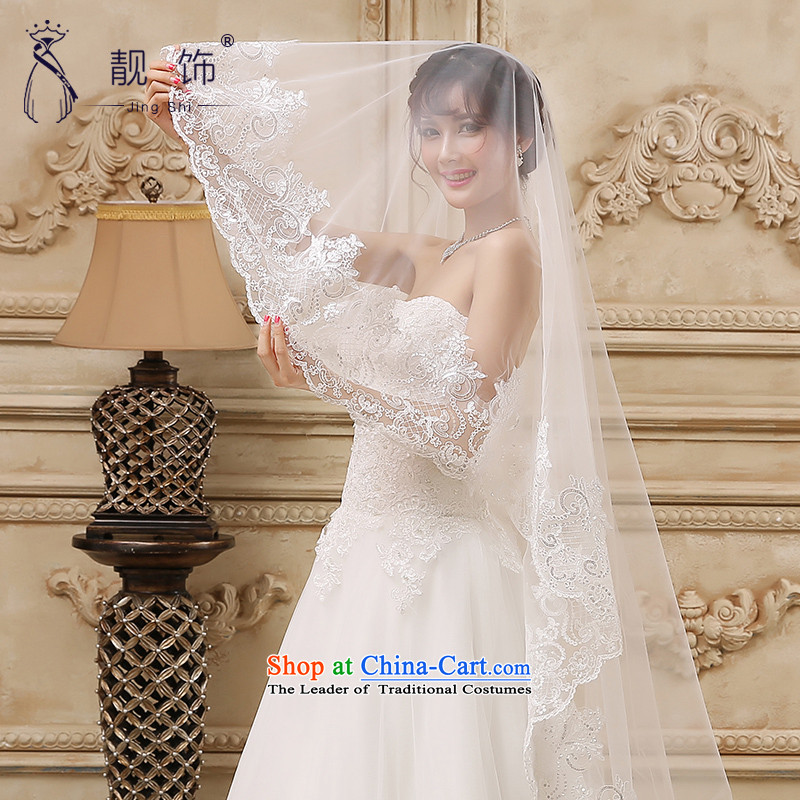 The new 2015 International Friendship white deluxe water drilling lace multi-tier dragging marriages long head yarn wedding accessories accessories white long 087, talks trim (JINGSHI) , , , shopping on the Internet