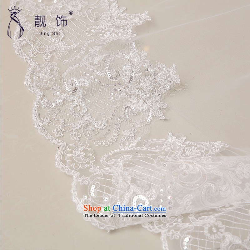 The new 2015 International Friendship white deluxe water drilling lace multi-tier dragging marriages long head yarn wedding accessories accessories white long 087, talks trim (JINGSHI) , , , shopping on the Internet