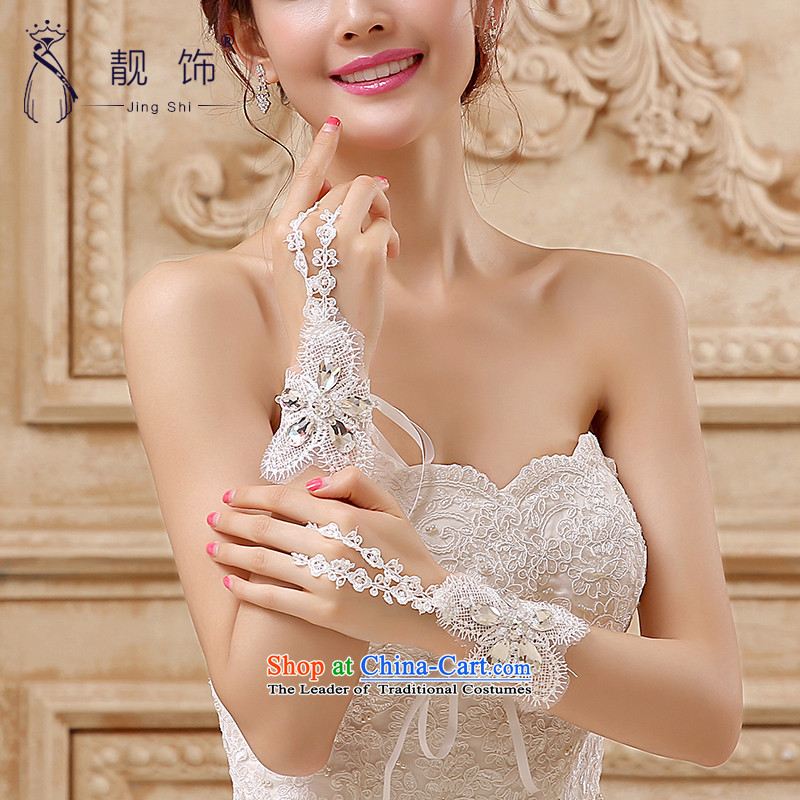 The new 2015 International Friendship luxurious white lace manually staple bead water drilling bride short white gloves, mittens Kit 103 talks trim (JINGSHI) , , , shopping on the Internet
