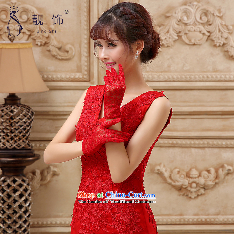 The new 2015 International Friendship bride red lace gloves wedding dresses accessories accessories red silk gloves short lei) 108 talks trim (JINGSHI) , , , shopping on the Internet