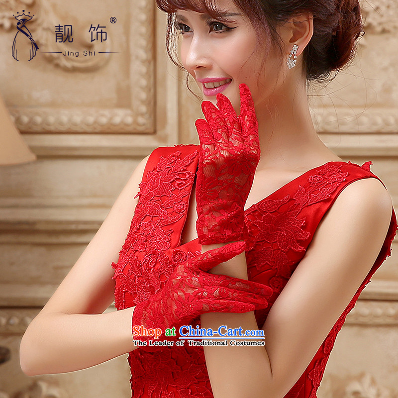 The new 2015 International Friendship bride red lace gloves wedding dresses accessories accessories red silk gloves short lei) 108 talks trim (JINGSHI) , , , shopping on the Internet