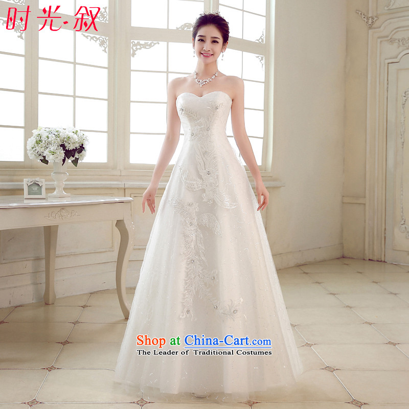 Time Syrian wedding dresses 2015 new A-petticoats Phoenix embroidery marriages and chest straps long white, align to Korea Sau San wedding white?S