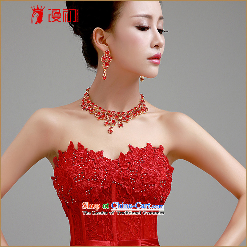 In the early?2015 new man red dress qipao jewelry accessories Head Ornaments necklaces earrings kit bride wedding dress jewelry and ornaments red necklace Earrings