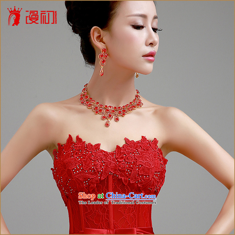 In the early 2015 new man red dress qipao jewelry accessories Head Ornaments necklaces earrings kit bride wedding dress jewelry and ornaments red necklace earrings, spilling the early shopping on the Internet has been pressed.