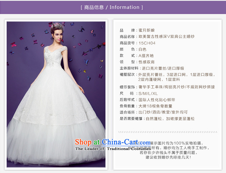 Honeymoon bride  2015 Summer new shoulders V-Neck wedding dresses Western classical beauty girl video to align the white M Thin Picture, prices, brand platters! The elections are supplied in the national character of distribution, so action, buy now enjoy more preferential! As soon as possible.
