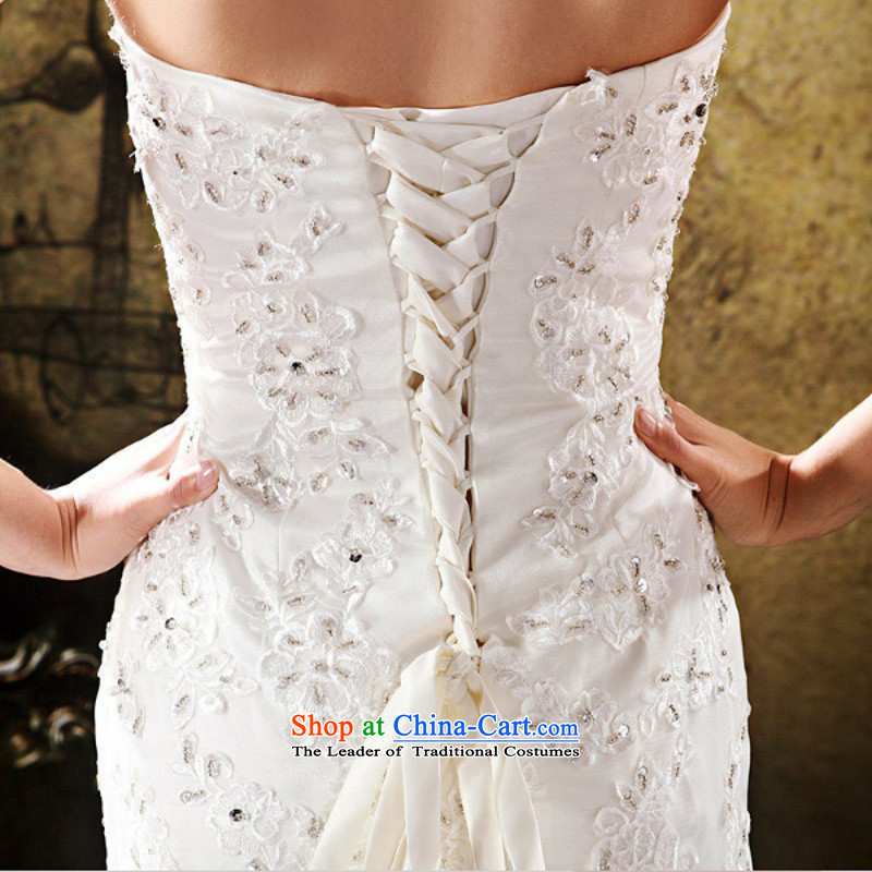 Yong-yeon and 2015 New Korean foutune crowsfoot strap embroidered tail bride wedding dresses handcrafted white L, Yong-yeon and shopping on the Internet has been pressed.