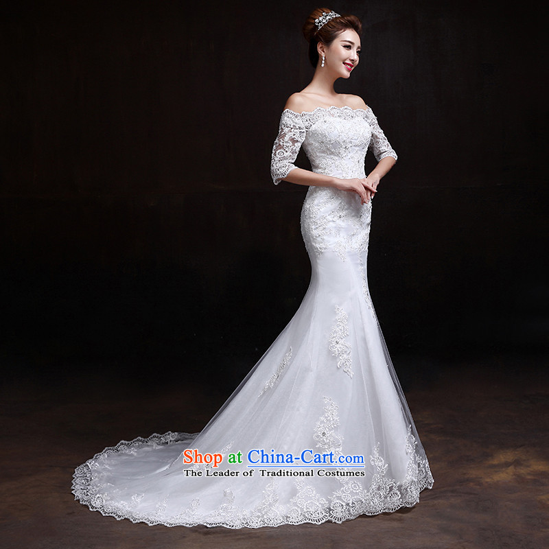 2015 new wedding crowsfoot) winter word   shoulder crowsfoot wedding in Korean cuff lace small trailing white wedding , dumping of wedding dress shopping on the Internet has been pressed.