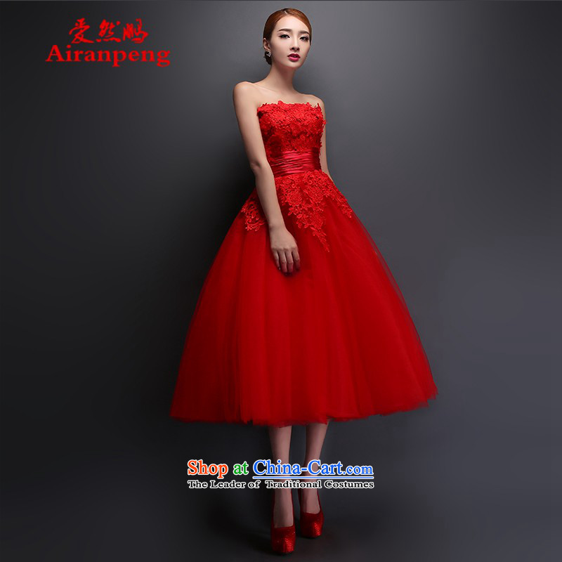 Wipe the chest wedding dresses new 2015 red lace long marriages bows services short spring winter evening dress in red longM package returning