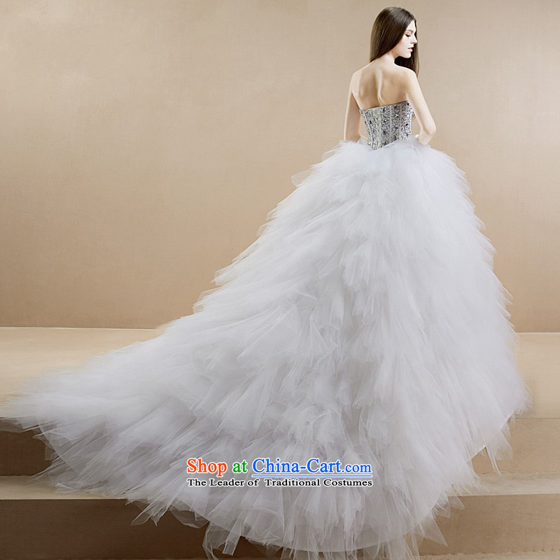 The new 2015 stylish diamond anointed chest feather long tail bride wedding dresses need not be made XXL returning, love so Peng (AIRANPENG) , , , shopping on the Internet