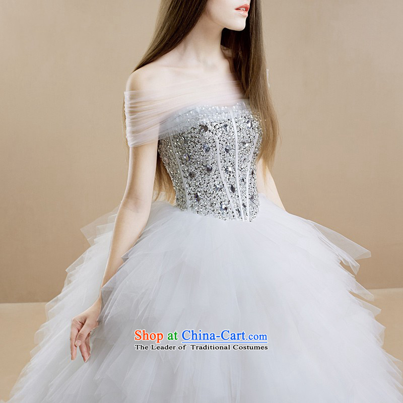 The new 2015 stylish diamond anointed chest feather long tail bride wedding dresses need not be made XXL returning, love so Peng (AIRANPENG) , , , shopping on the Internet