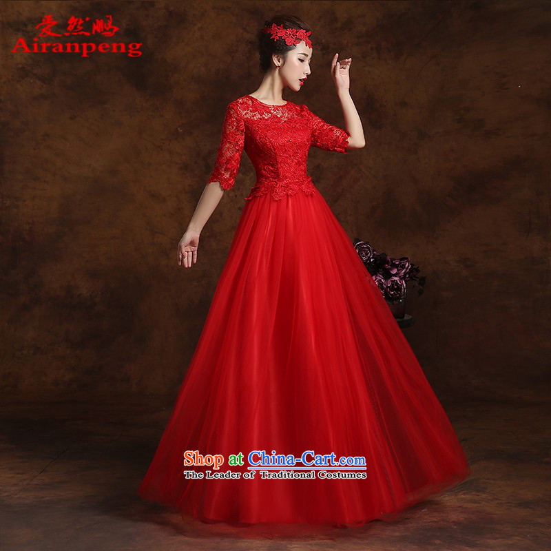 2015 new red long marriages wedding dresses evening dresses female bows services bridesmaid services winter evening dress short-sleeved long L, Love Returning package so Peng (AIRANPENG) , , , shopping on the Internet