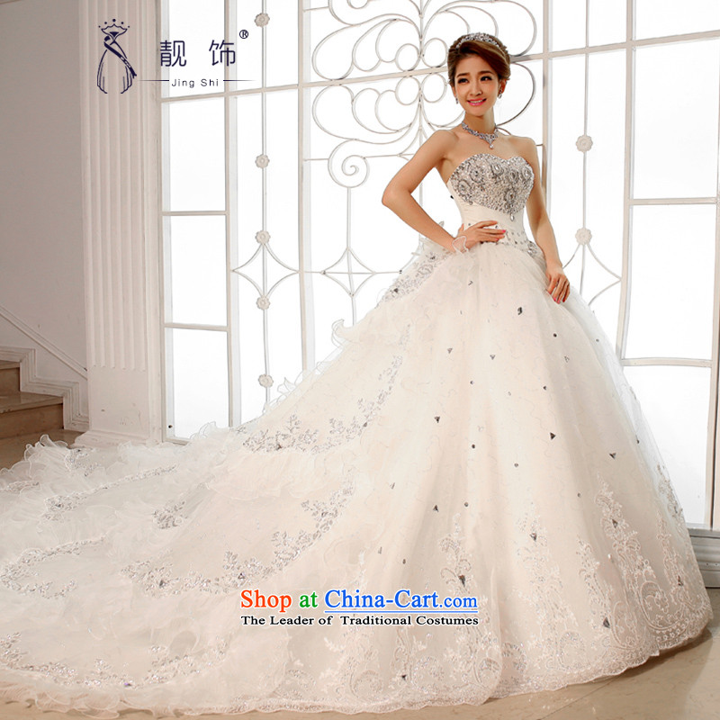 The new international friendship 2015 wedding dresses and chest Korean Deluxe Big tail wedding high water drilling tail wedding large white tail S talks trim (JINGSHI) , , , shopping on the Internet