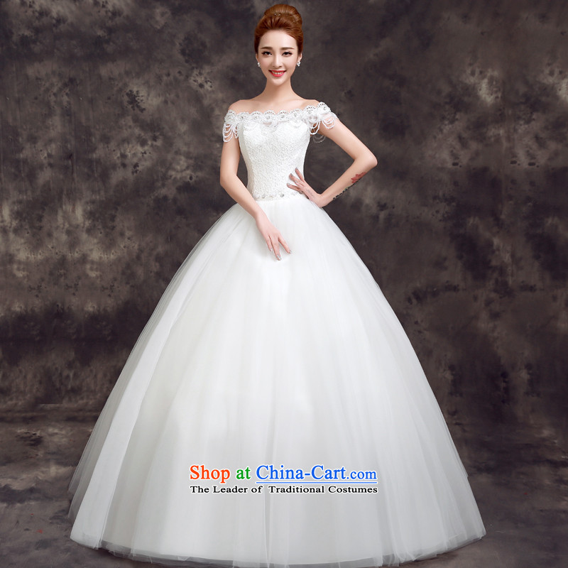 The summer and fall of 2015, the new bride wedding dress a field to align the shoulder for Sau San video thin lace wedding White XL