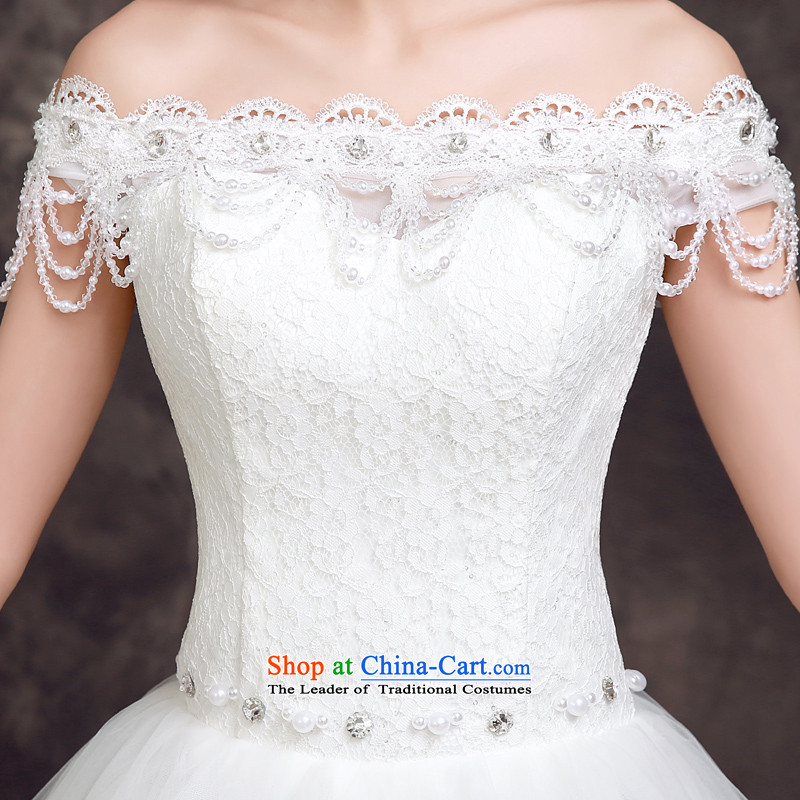 The summer and fall of 2015, the new bride wedding dress a field to align the shoulder for Sau San video thin lace white wedding services-leung had XL, , , , shopping on the Internet