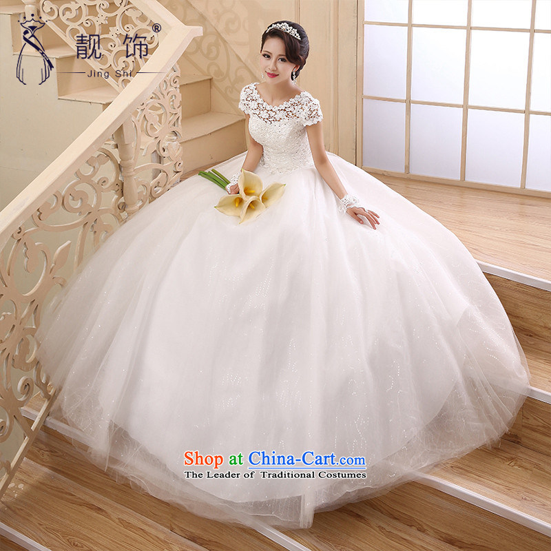 The talks with the new 2015 stylish wedding elegant reminiscent of the upscale lace a field shoulder wedding white to align bon bon skirt white trim (JINGSHI talks, L) , , , shopping on the Internet