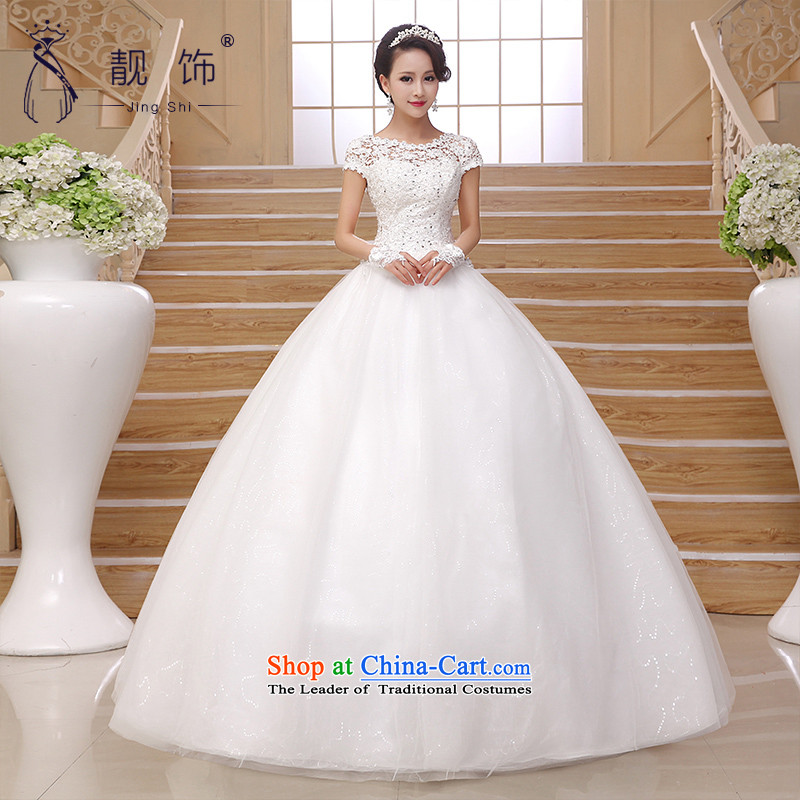 The talks with the new 2015 stylish wedding elegant reminiscent of the upscale lace a field shoulder wedding white to align bon bon skirt white trim (JINGSHI talks, L) , , , shopping on the Internet