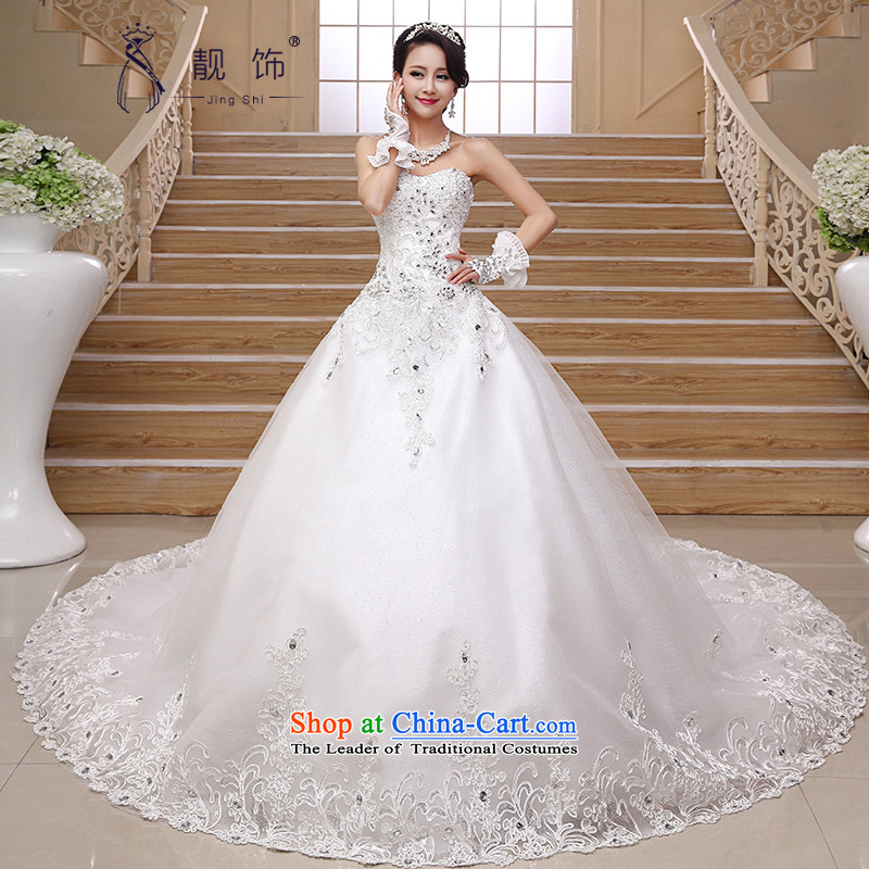 The talks with Deluxe Big tail 2015 new wedding Korean elegant exclusive breast tissue drill length trailing white wedding Deluxe Big drag M