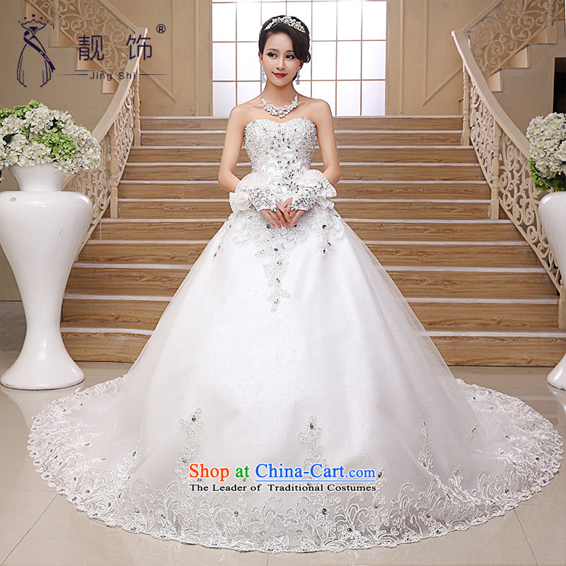 The talks with Deluxe Big tail 2015 new wedding Korean elegant exclusive breast tissue drill length trailing white wedding Deluxe Big drag M talks trim (JINGSHI) , , , shopping on the Internet
