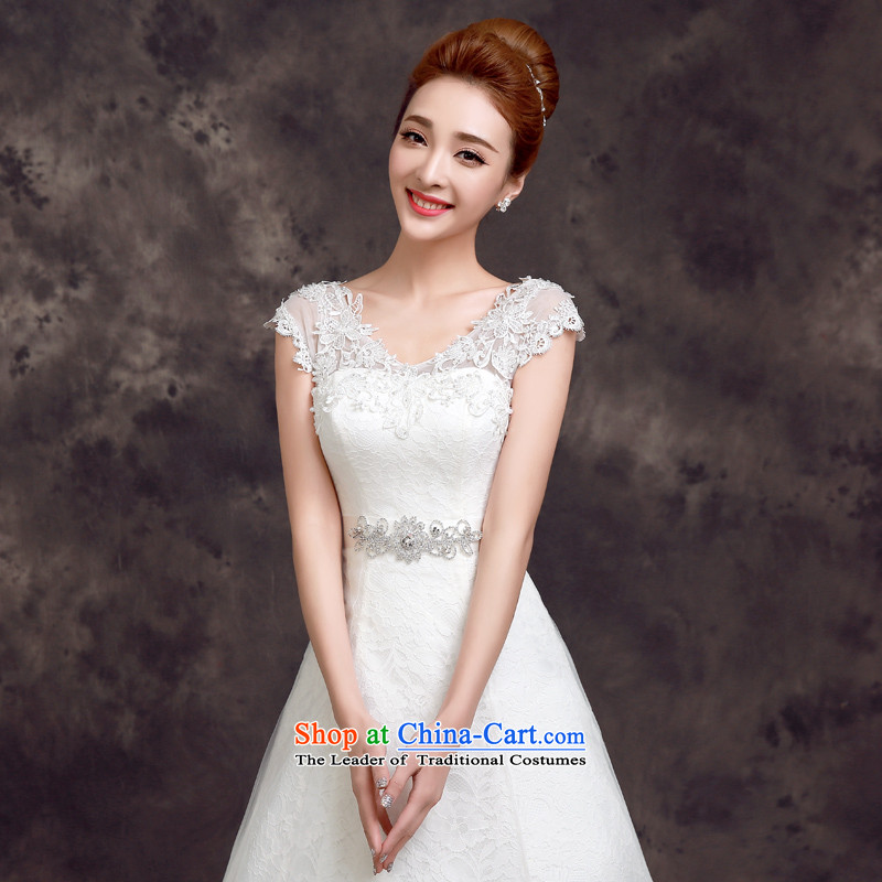 The summer and fall of 2015, the new bride Korean style wedding dress stylish Sau San lace shoulders to align the wedding services have 2XL, white-leung , , , shopping on the Internet