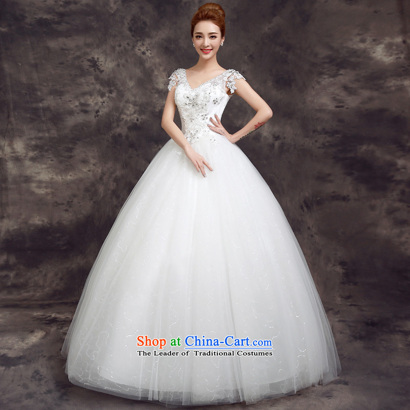The summer and fall of 2015, the new Korean brides wedding dress lace shoulders to align the stylish wedding White 2XL Sau San