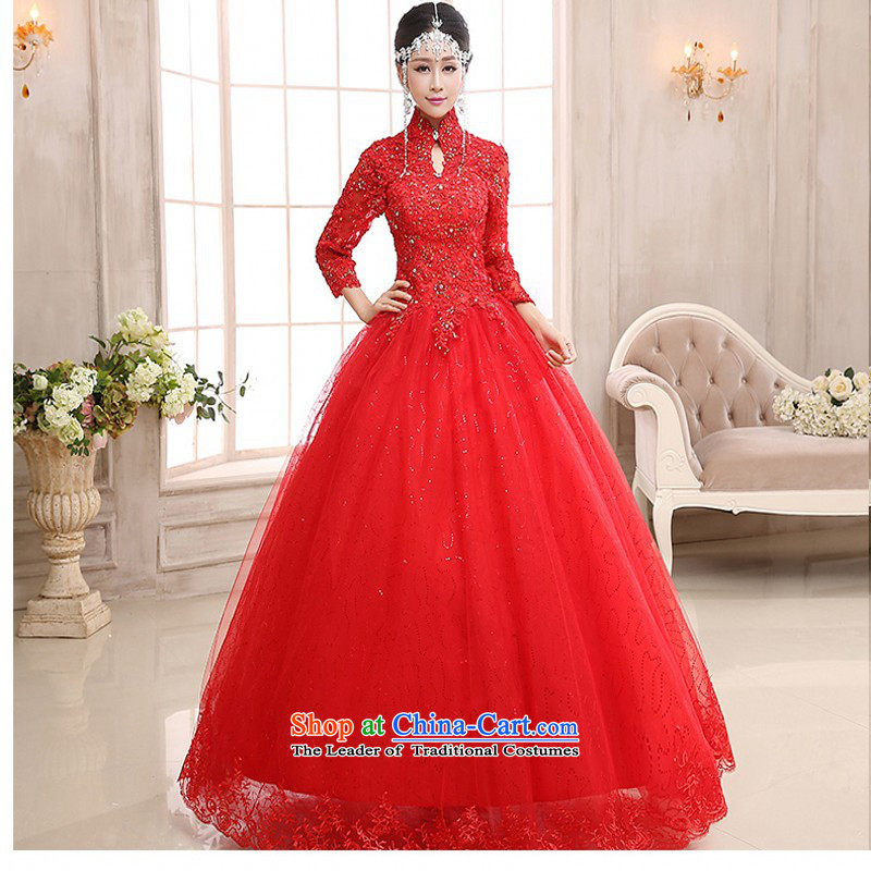 Long-sleeved wedding dresses new 2015 winter thick red pregnant women wedding Korean style package to align the shoulder lace large XXL do not need to return, love so Peng (AIRANPENG) , , , shopping on the Internet