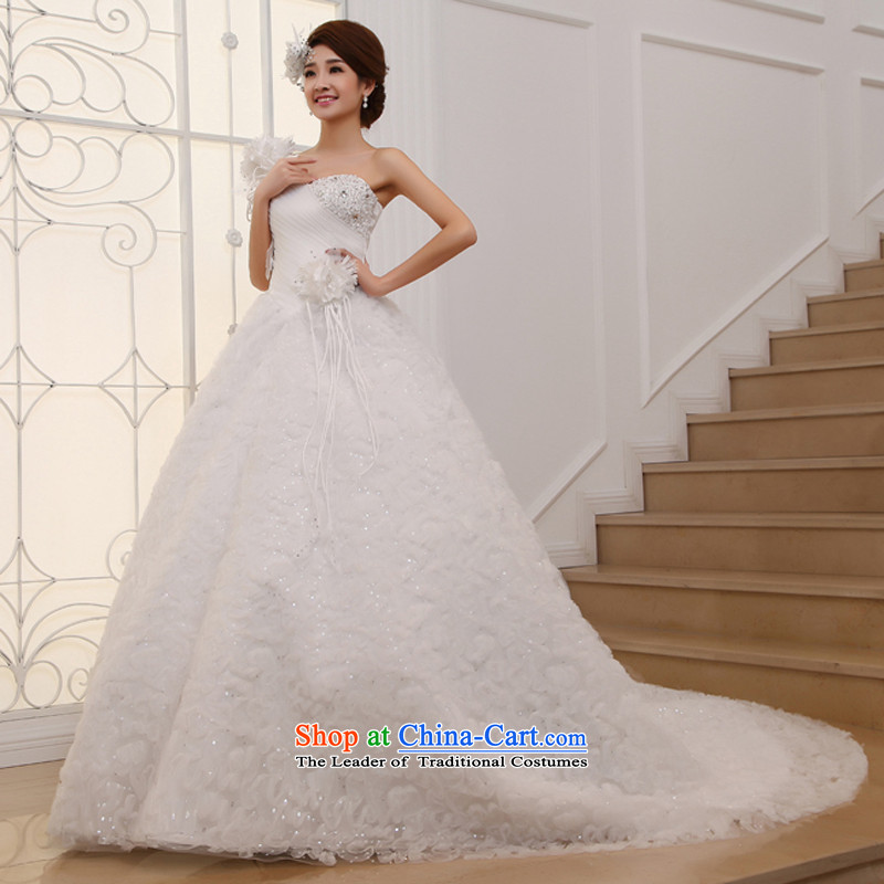 Wedding dress 2015 new large tail Korean shoulder sweet Princess Deluxe long tail white L, the married arts , , , Yue shopping on the Internet