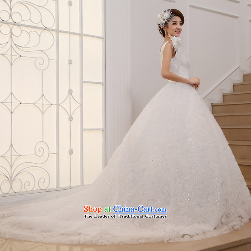 Wedding dress 2015 new large tail Korean shoulder sweet Princess Deluxe long tail white L, the married arts , , , Yue shopping on the Internet