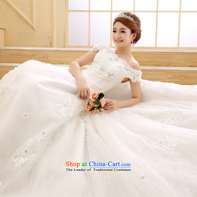 Wedding dresses new 2015 Korean word retro shoulder length tail Graphics alignment to bind thin white XL, Yue the married arts , , , shopping on the Internet