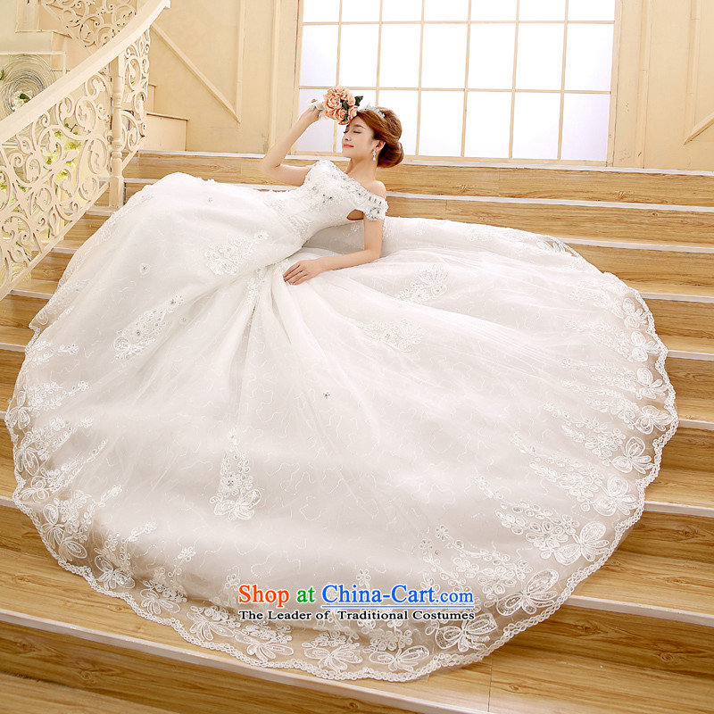 Wedding dresses new 2015 Korean word retro shoulder length tail Graphics alignment to bind thin white XL, Yue the married arts , , , shopping on the Internet
