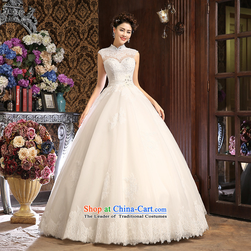 Wedding dresses new Word 2015 Spring_Summer shoulder wedding Korean brides white lace hunsha custom whiteL