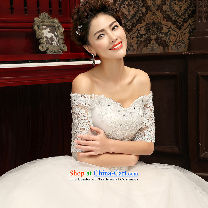 Wedding dresses new to Word 2015, align the shoulder wedding won layout cuff white spring and summer Sau San Video white L thin