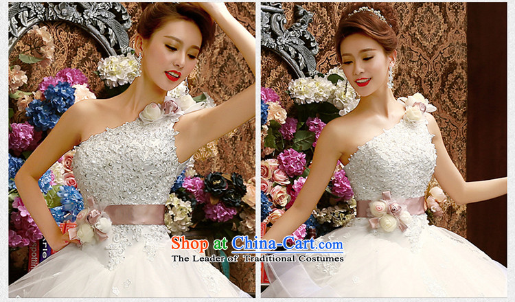 The Korean version of the Korean-style single shoulder The Princess Bride lace wedding dresses in spring and summer 2015 new sweet white XL pictures of flowers custom, prices, brand platters! The elections are supplied in the national character of distribution, so action, buy now enjoy more preferential! As soon as possible.