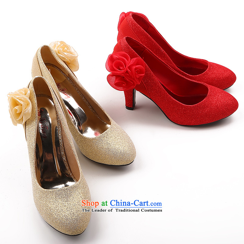 The dumping of the spring and summer of 2015, the wedding dress new red marriage shoes marriages in women with single frosted flowers marriage and Kim Ho 37, shoe dumping of wedding dress shopping on the Internet has been pressed.