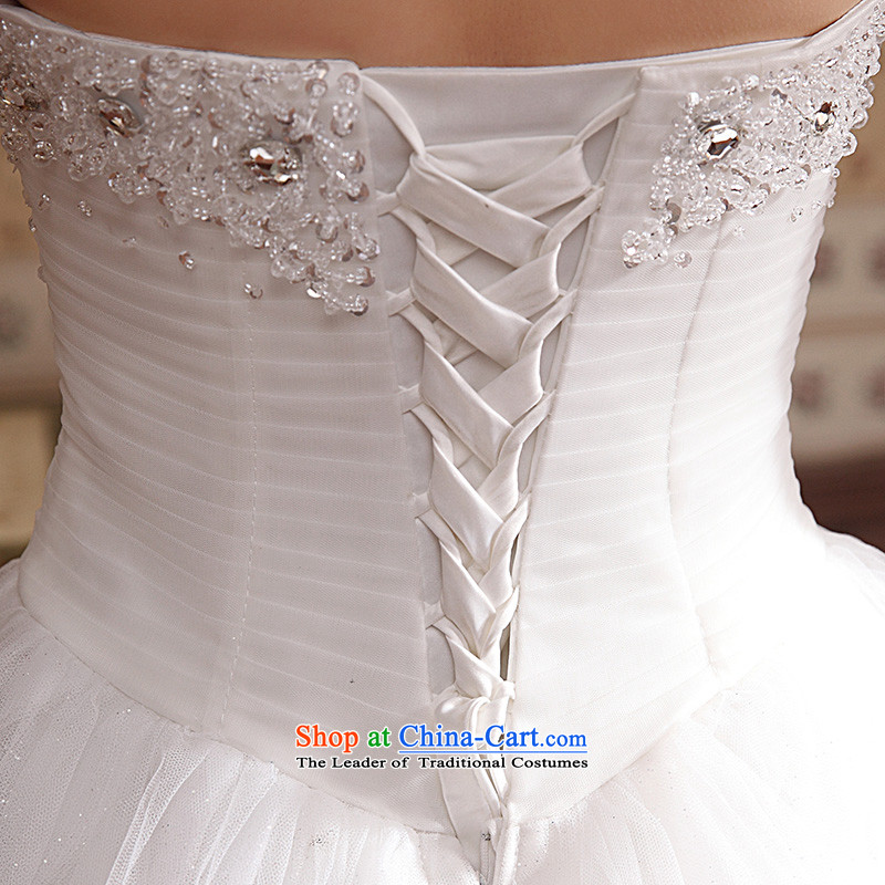 Wedding dresses new 2015 Korean anointed chest Sau San video to align the princess thin drill bon bon skirt white L, the married arts , , , Yue shopping on the Internet