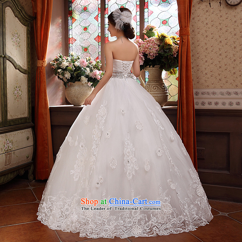 Wedding dresses new 2015 Korean anointed chest Sau San video to align the princess thin flowers bon bon skirt White M Yue the married arts , , , shopping on the Internet