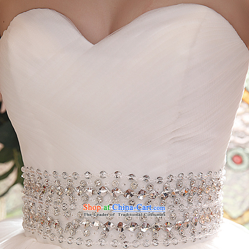 Wedding dresses new 2015 Korean anointed chest Sau San video to align the princess thin flowers bon bon skirt White M Yue the married arts , , , shopping on the Internet