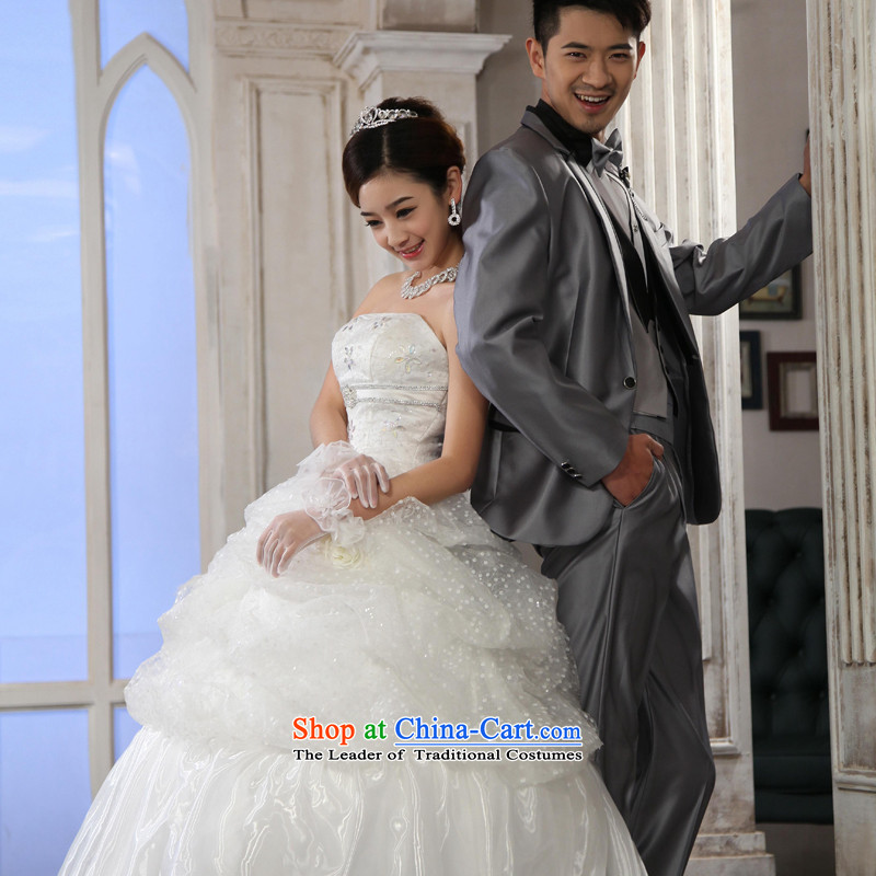 The Korean version of the new 2015 anointed chest video thin wedding dress wiping the chest to bind with white white M Yue the drill married arts , , , shopping on the Internet
