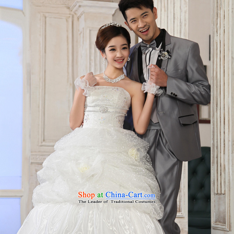 The Korean version of the new 2015 anointed chest video thin wedding dress wiping the chest to bind with white white M Yue the drill married arts , , , shopping on the Internet