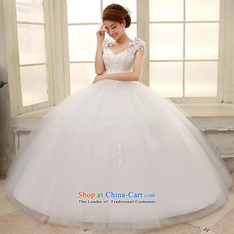 The new 2015 Korean style reminiscent of the wedding to align the word shoulder shoulders video thin bride wedding dresses White XL