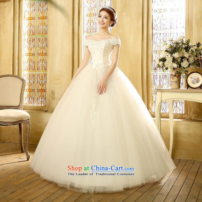 Wedding dresses new Korean brides white 2015 word retro shoulder to align the princess wedding White M Yue the married arts , , , shopping on the Internet